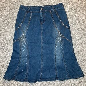 Cache Blue Denim Skirt with Rhinestones